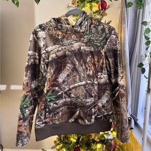 Field & Stream Camouflage Hoodie Forest Print Fleece Lined Hunting Woods Outdoor